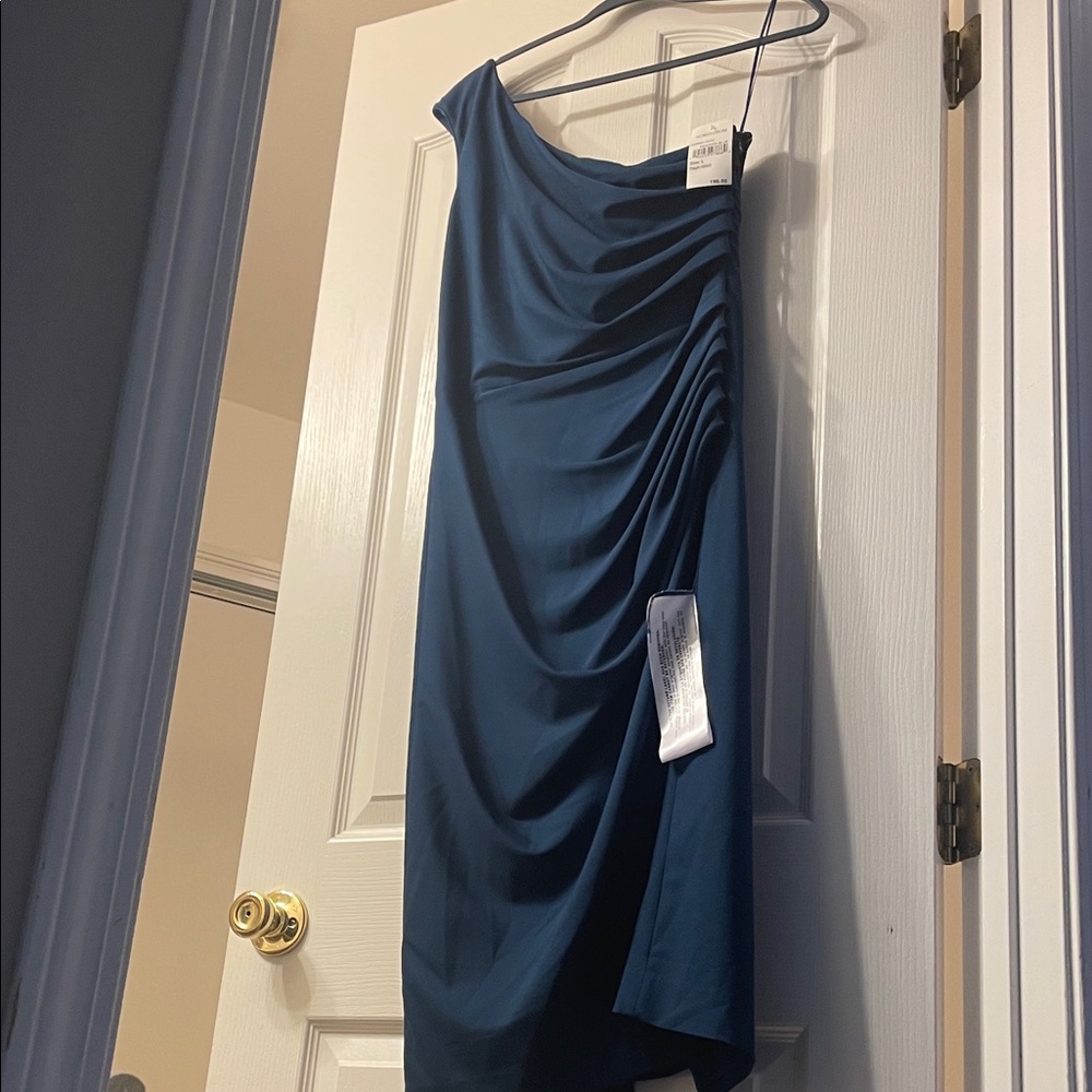 Dress the Population Teal One Shoulder Dress